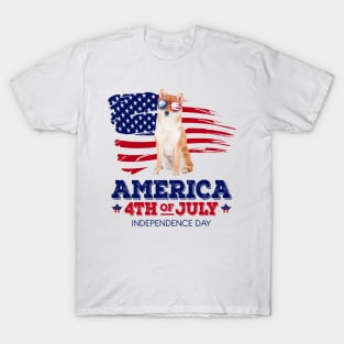 Shiba Inu Flag USA - America 4th Of July Independence Day T-Shirt